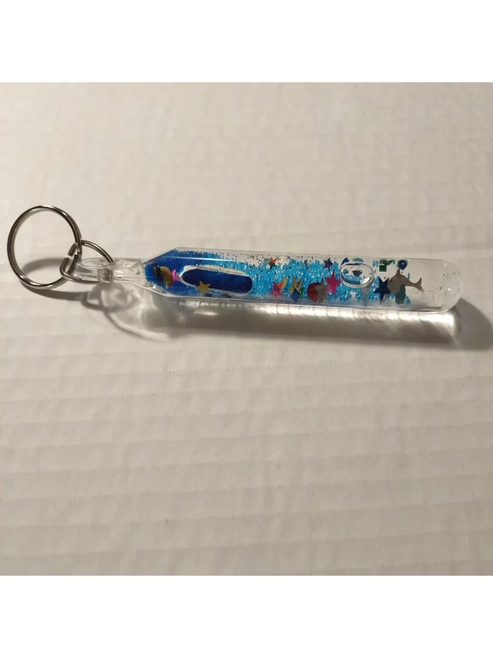 Ocean-Themed Acrylic Keychain W/Floating Glitter & Colorful Sea Creature Designs